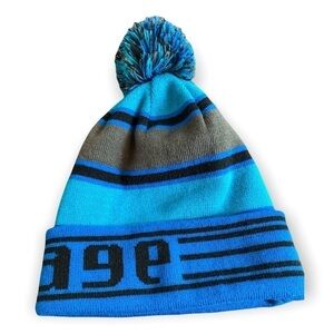 Orage Blue Pom Winter Ski Cap Hat Stretch Beanie size Medium
